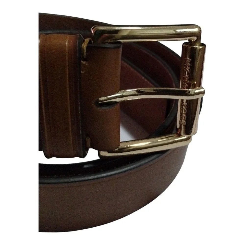 Michael Kors Women's M Logo Burnished‎ Leather Belt Brown